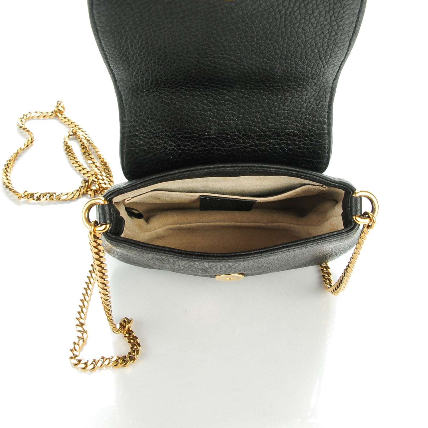 Gucci Pebbled Calfskin Small 1973 Chain Shoulder Bag Black 5 of 7