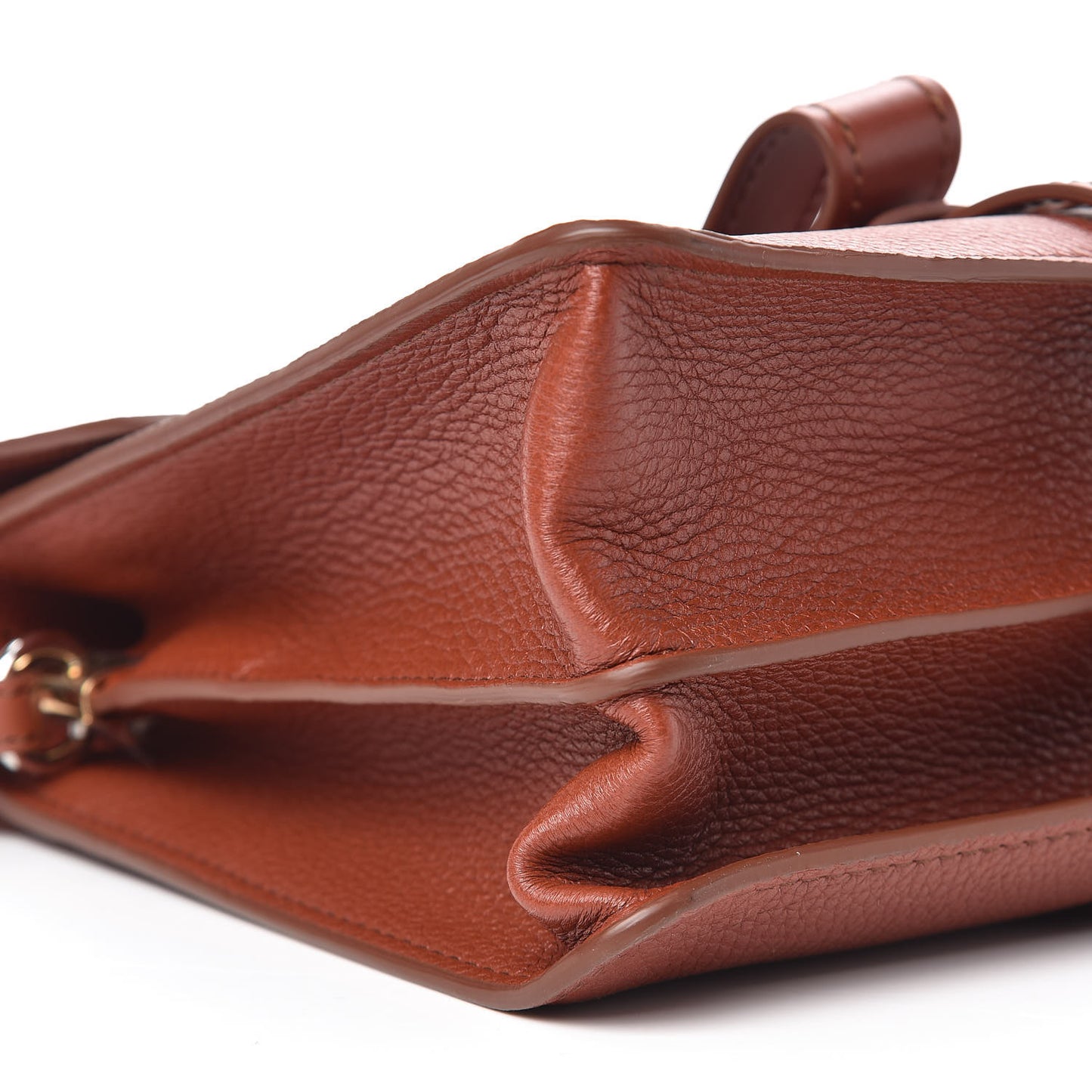 Shiny Grained Calfskin Medium Aby Day Shoulder Bag Sepia Brown