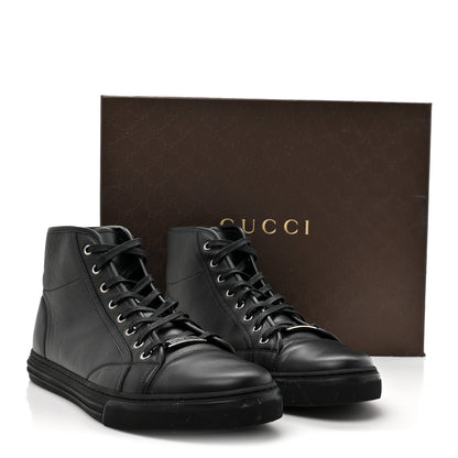 Gucci Miro Soft Calfskin Mens High Top Sneakers 10 Black 10 of 10