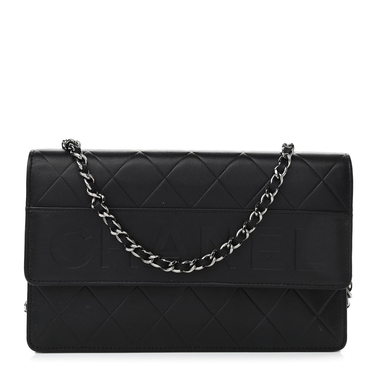 Lambskin Embossed Lax Wallet On Chain WOC Black