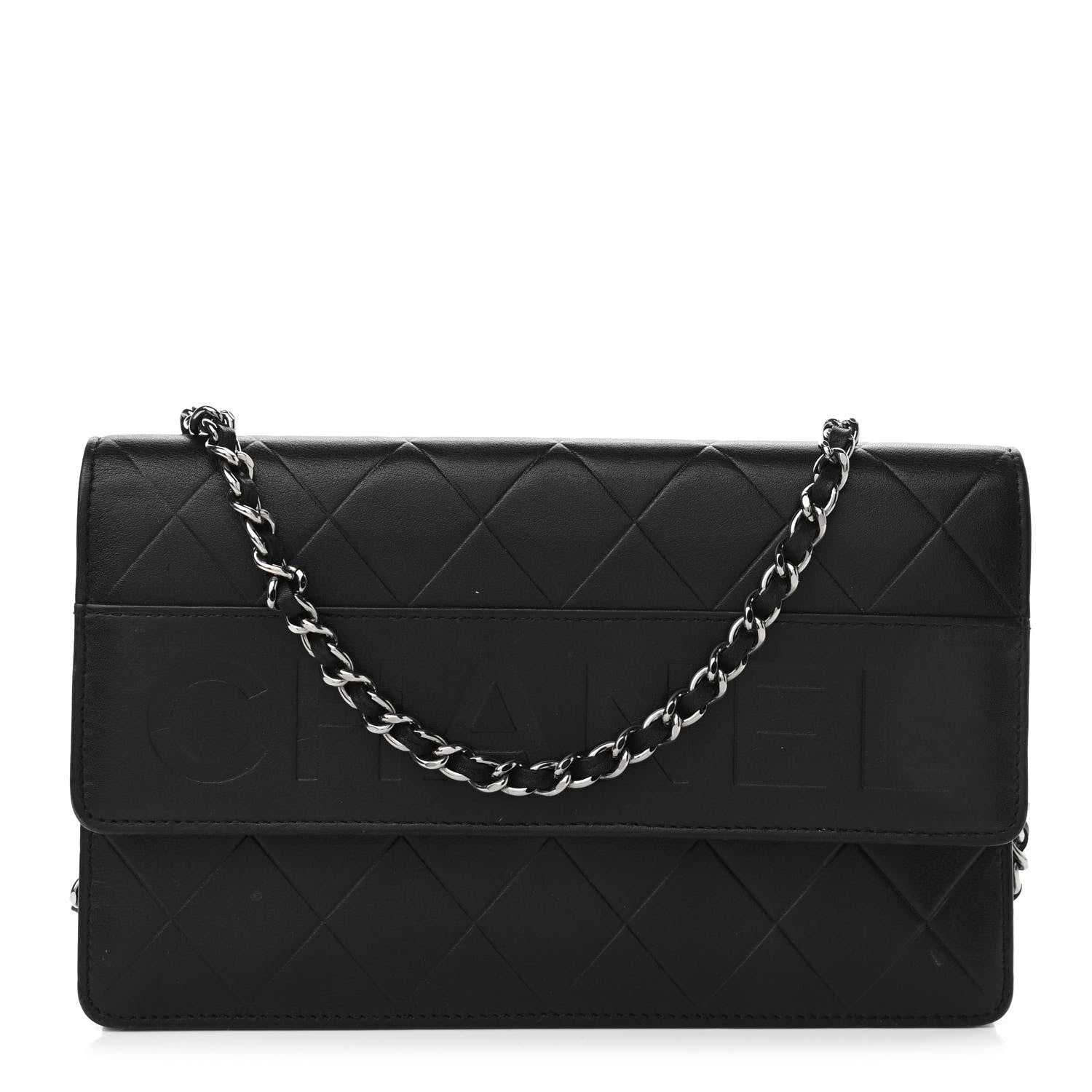 Chanel Lambskin Embossed Lax Wallet On Chain WOC Black 1 of 11