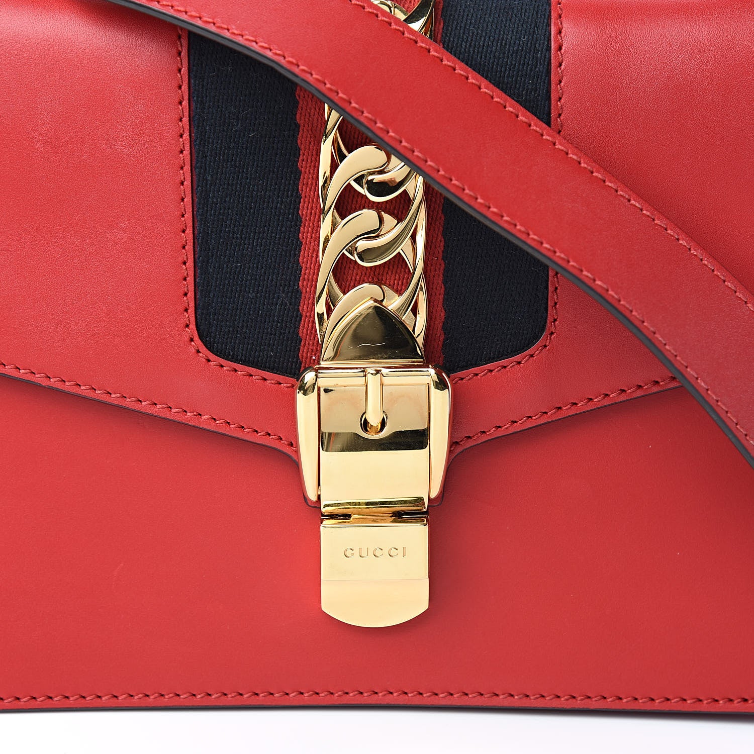 Gucci Calfskin Small Sylvie Shoulder Bag Hibiscus Red 15 of 15