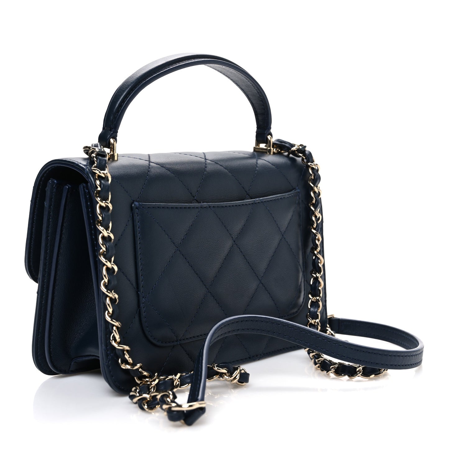 Calfskin Quilted Small Coco Lady Flap Navy Navy