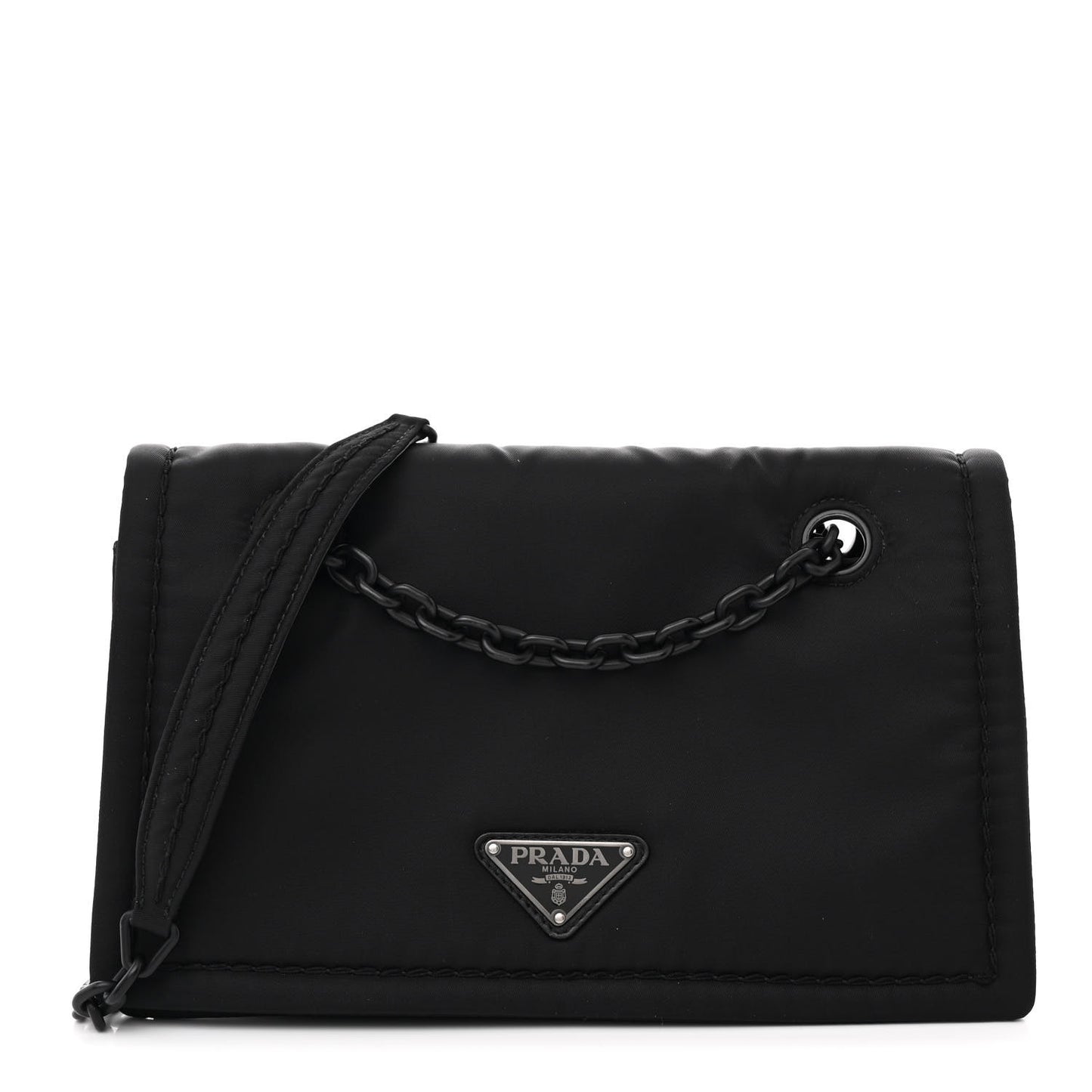 Nylon Tessuto Chain Shoulder Bag Black