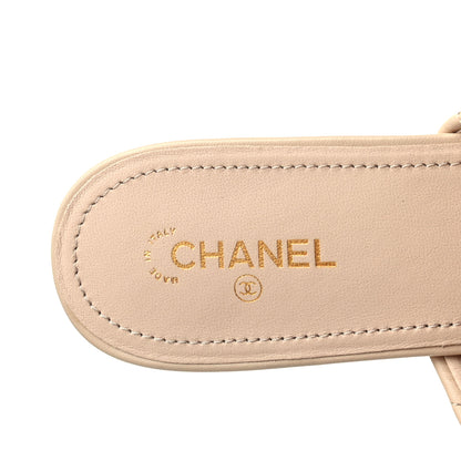 Chanel Lambskin Quilted Chain Mules 40 Beige Black 8 of 11