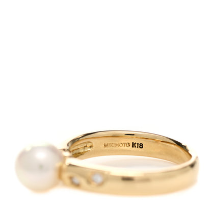 Mikimoto 18K Yellow Gold Diamond Akoya Pearl 8mm Ring 56 7.5 5 of 6