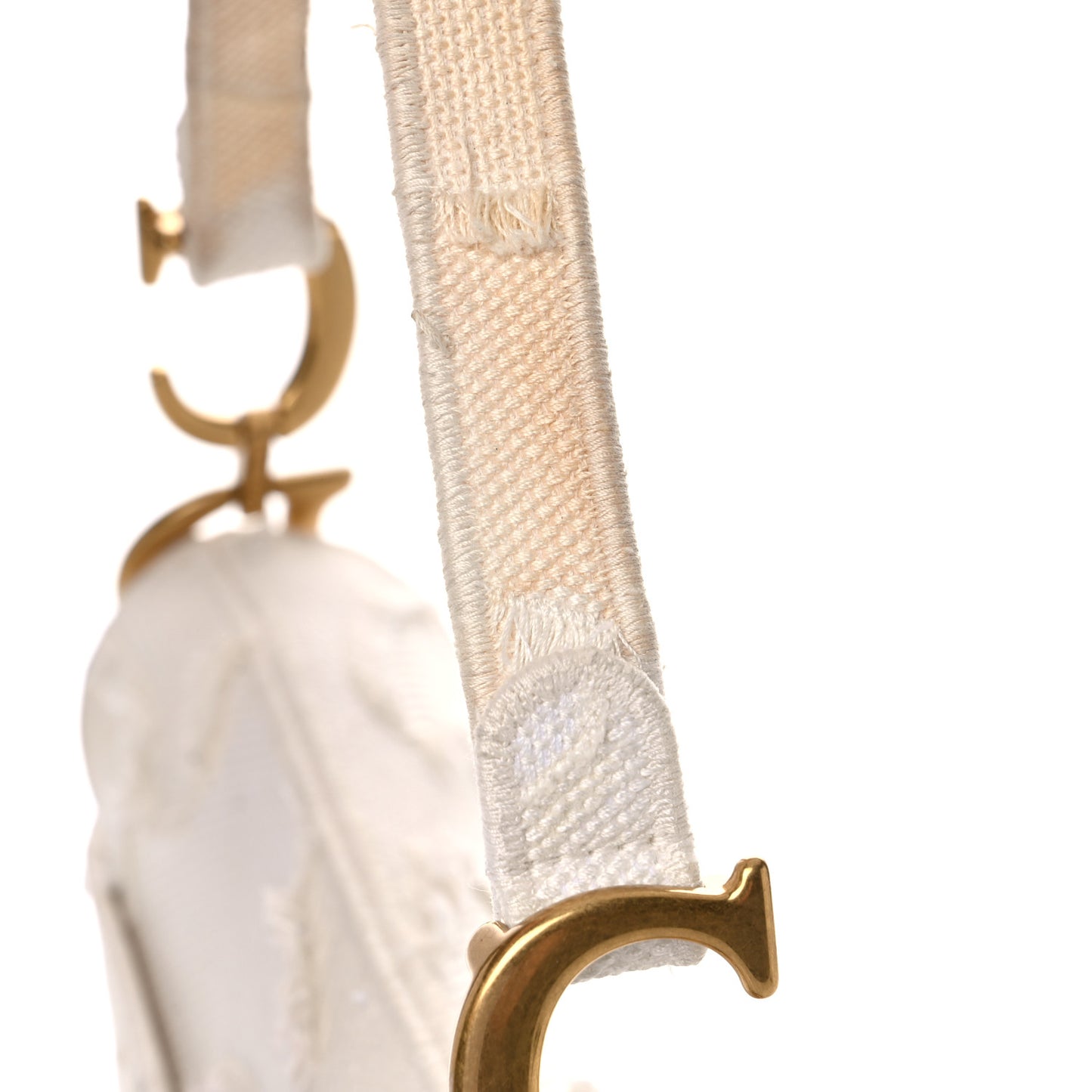Canvas Embroidered Camouflage Saddle Bag White