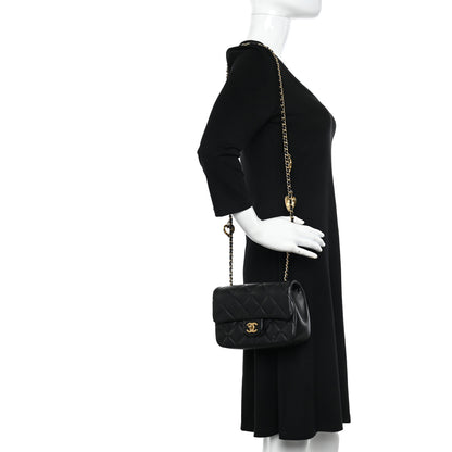 Chanel Lambskin Quilted Mini Heart Charms Flap Black 2 of 10