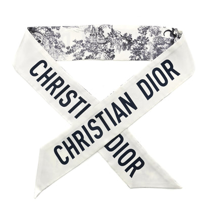 Christian Dior Silk Toile De Jouy Mitzah Scarf Navy Blue 1 of 4