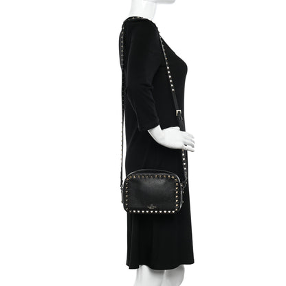 Valentino Garavani Pebbled Calfskin Rockstud Camera Crossbody Bag Black 2 of 10