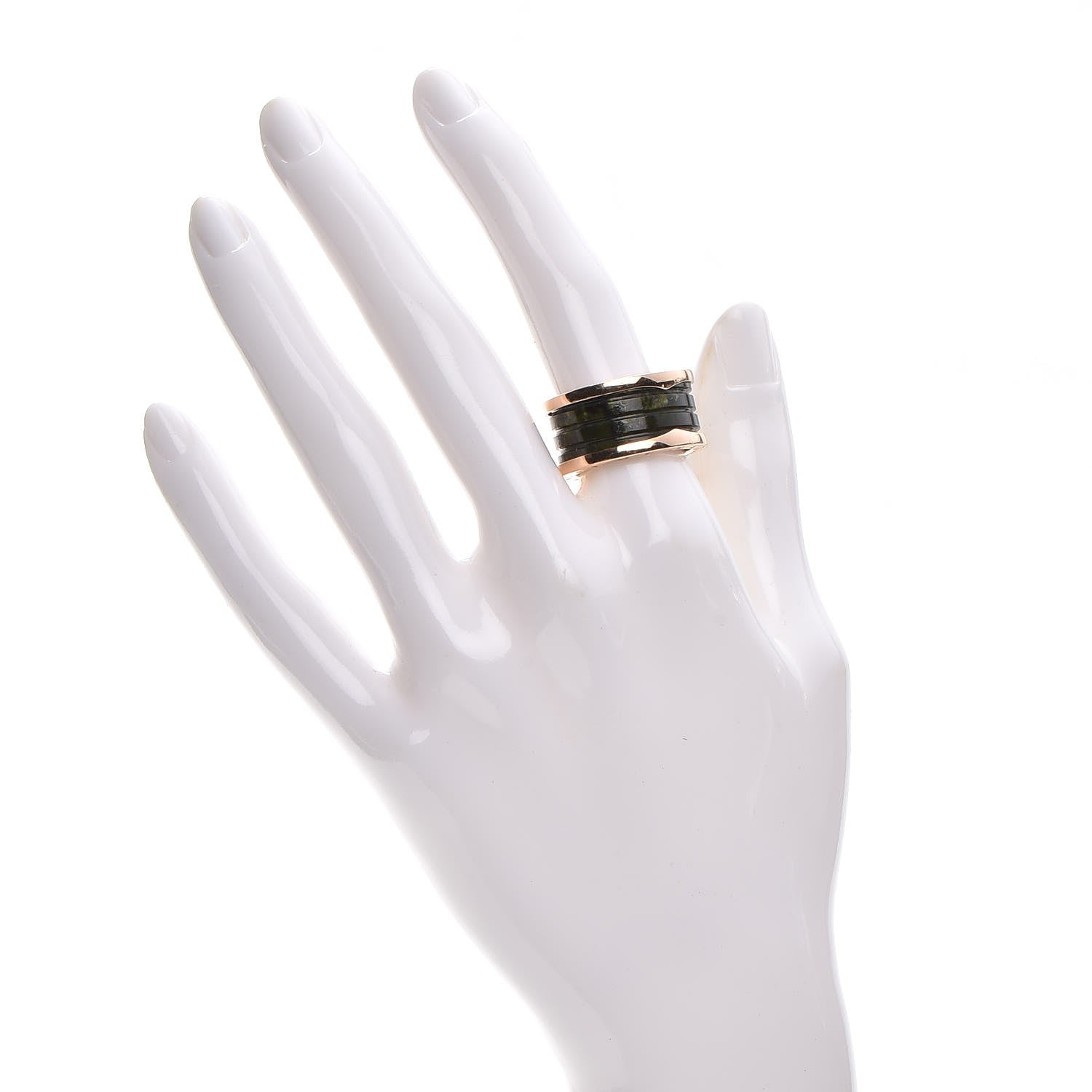Bulgari 18K Rose Gold Green Marble B.Zero1 Ring 57 8 2 of 6