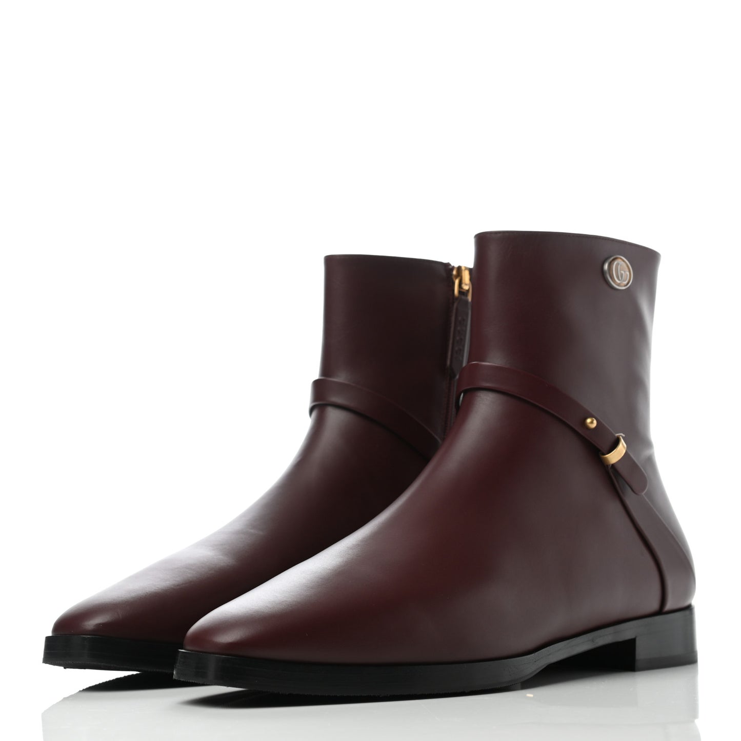 Calfskin Womens GG Ankle Boots 40 Vintage Bordeaux