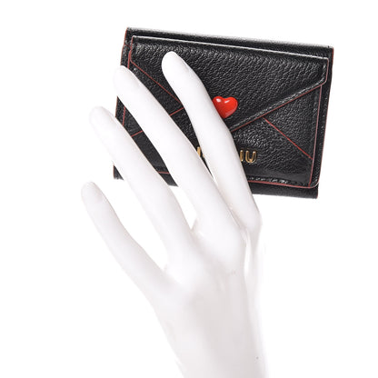 Miu Miu Goatskin Madras Love Wallet Black 2 of 7