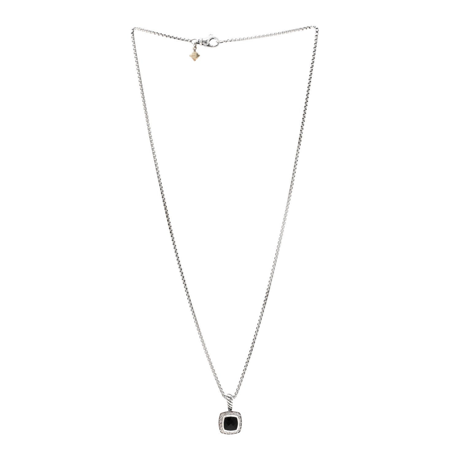David Yurman Sterling Silver Diamond Black Onyx 7mm Petite Albion Necklace 3 of 4