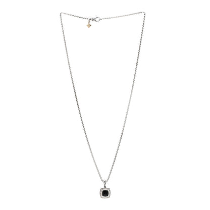 David Yurman Sterling Silver Diamond Black Onyx 7mm Petite Albion Necklace 3 of 4