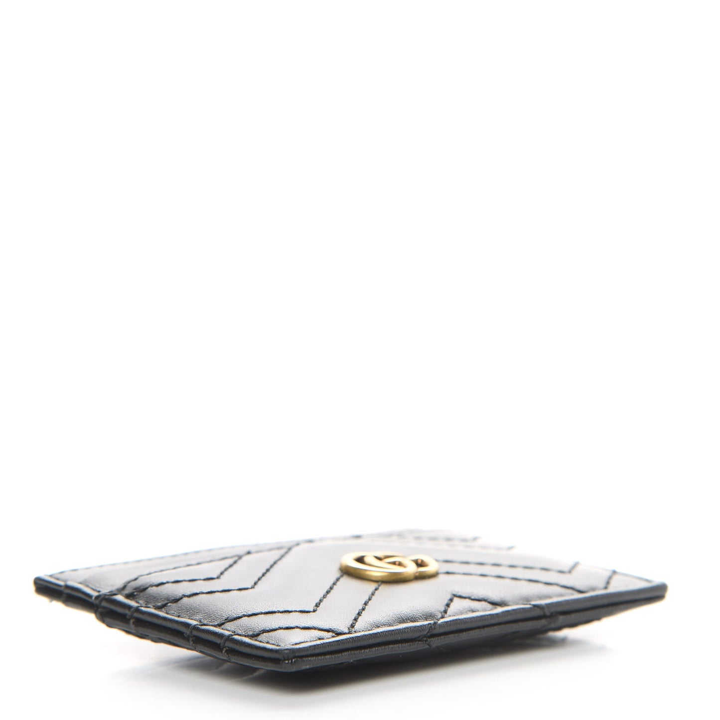 Calfskin Matelasse GG Marmont Card Holder Black