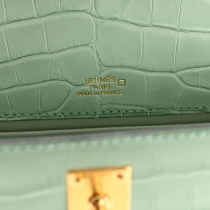 Hermes Matte Alligator Kelly Pochette Vert D'eau 6 of 10