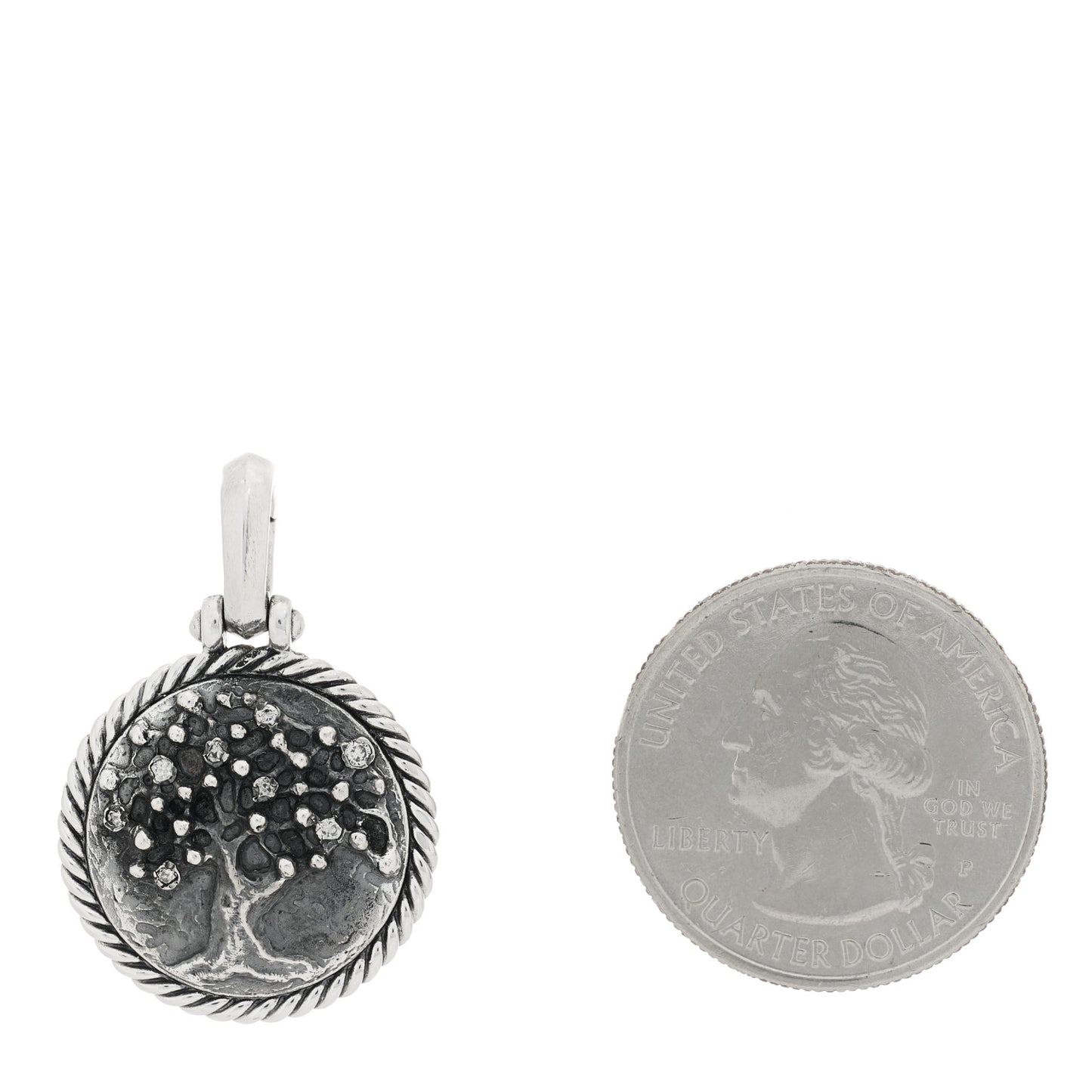Sterling Silver Diamond Cable Collectibles Tree of Life Amulet Pendant