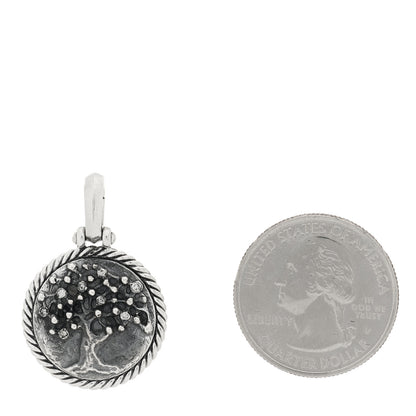 David Yurman Sterling Silver Diamond Cable Collectibles Tree of Life Amulet Pendant 2 of 5