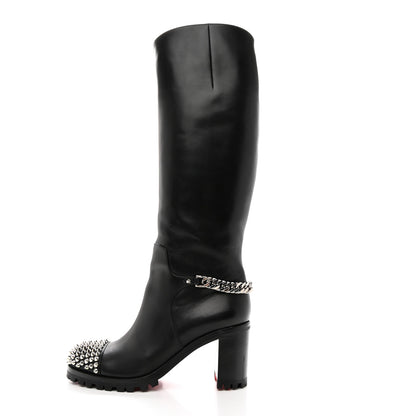 Christian Louboutin Calfskin Napaleona 70 Spikes Boots 37 Black 1 of 16