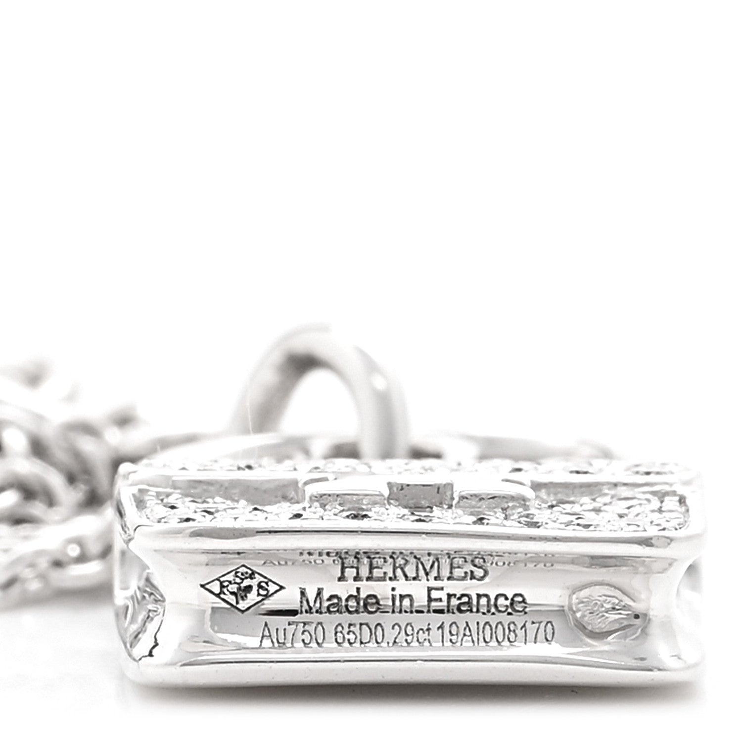 Hermes 18K White Gold Diamond Constance Amulette Pendant Necklace 5 of 6