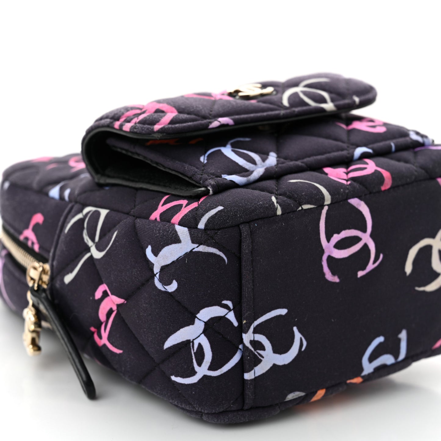 Printed Fabric Quilted CC Mini Classic Backpack Black Multicolor