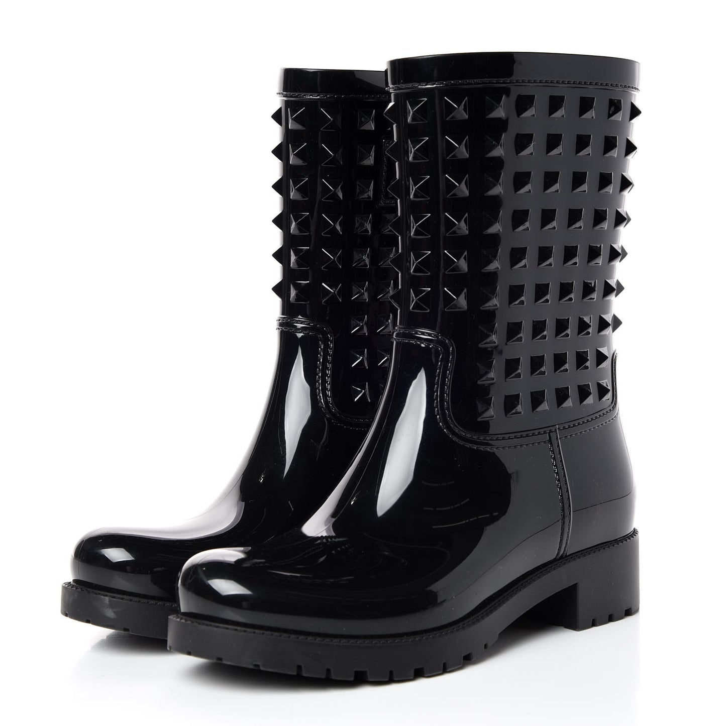 Rubber Rockstud Short Rainboots 38 Black