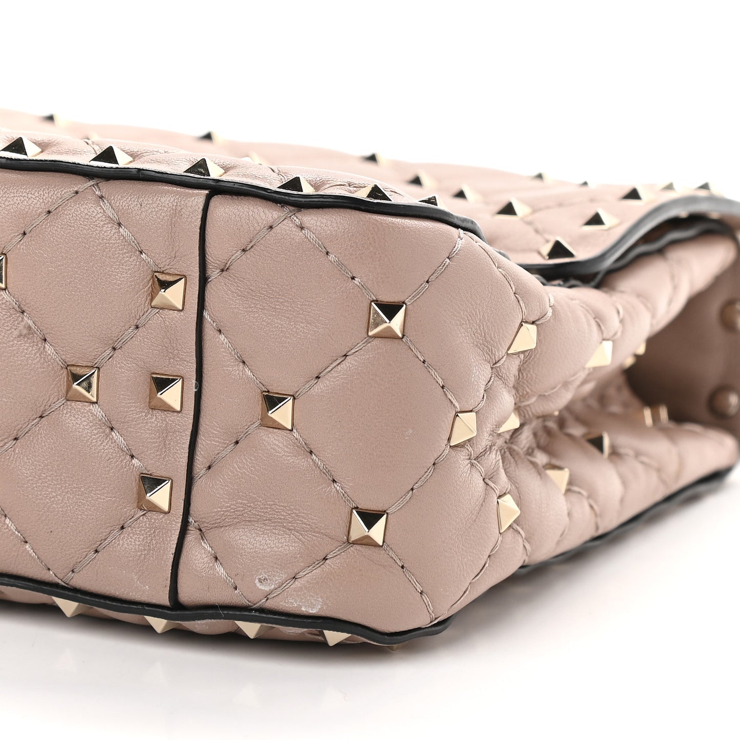 Lambskin Medium Rockstud Spike Shoulder Bag Poudre