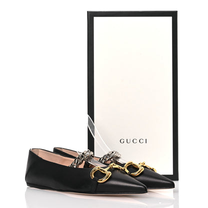 Gucci Nappa Lumiere Deva Horsebit Chain Embellished Flats 35 Black 11 of 11