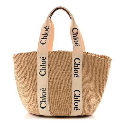Chloe Raffia Large Woody Tote White 1 of 11