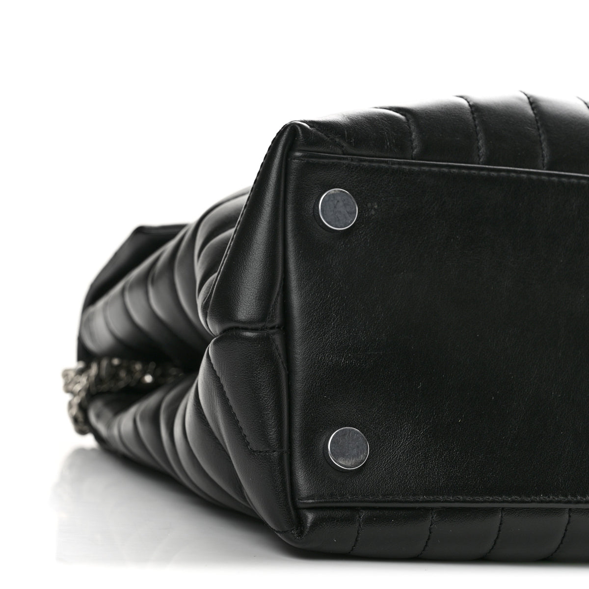 Calfskin Y Quilted Monogram Large Loulou Chain Satchel Black