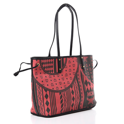 MCM Visetos Medium Project Reversible Shopper Tote Ruby Red Black 5 of 15