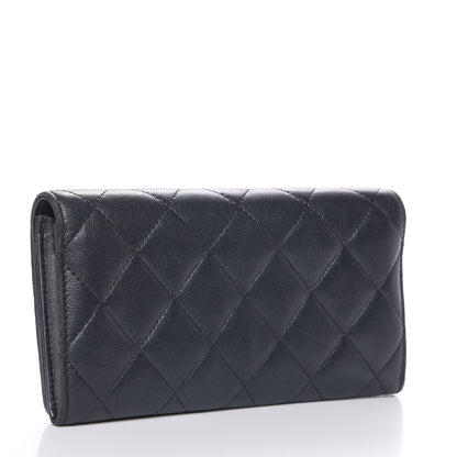 Chanel Metallic Caviar Quilted CC Large Gusset Flap Wallet Black 3 of 11