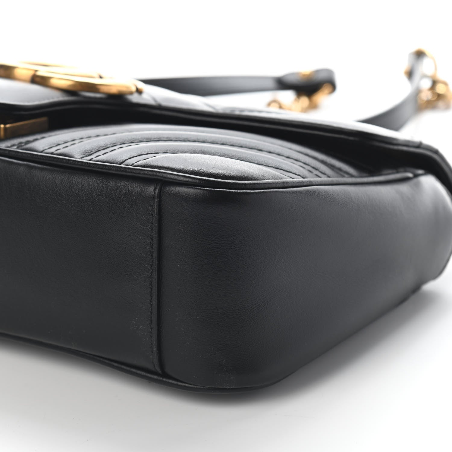 Gucci Calfskin Matelasse Small GG Marmont Shoulder Bag Black 9 of 10