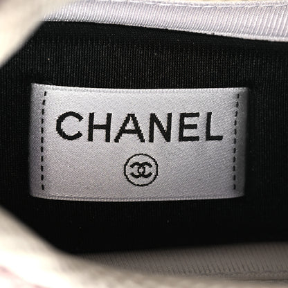 Chanel Fabric Laminated Calfskin Stretch CC Womens Sneakers 41 White Silver 8 of 9