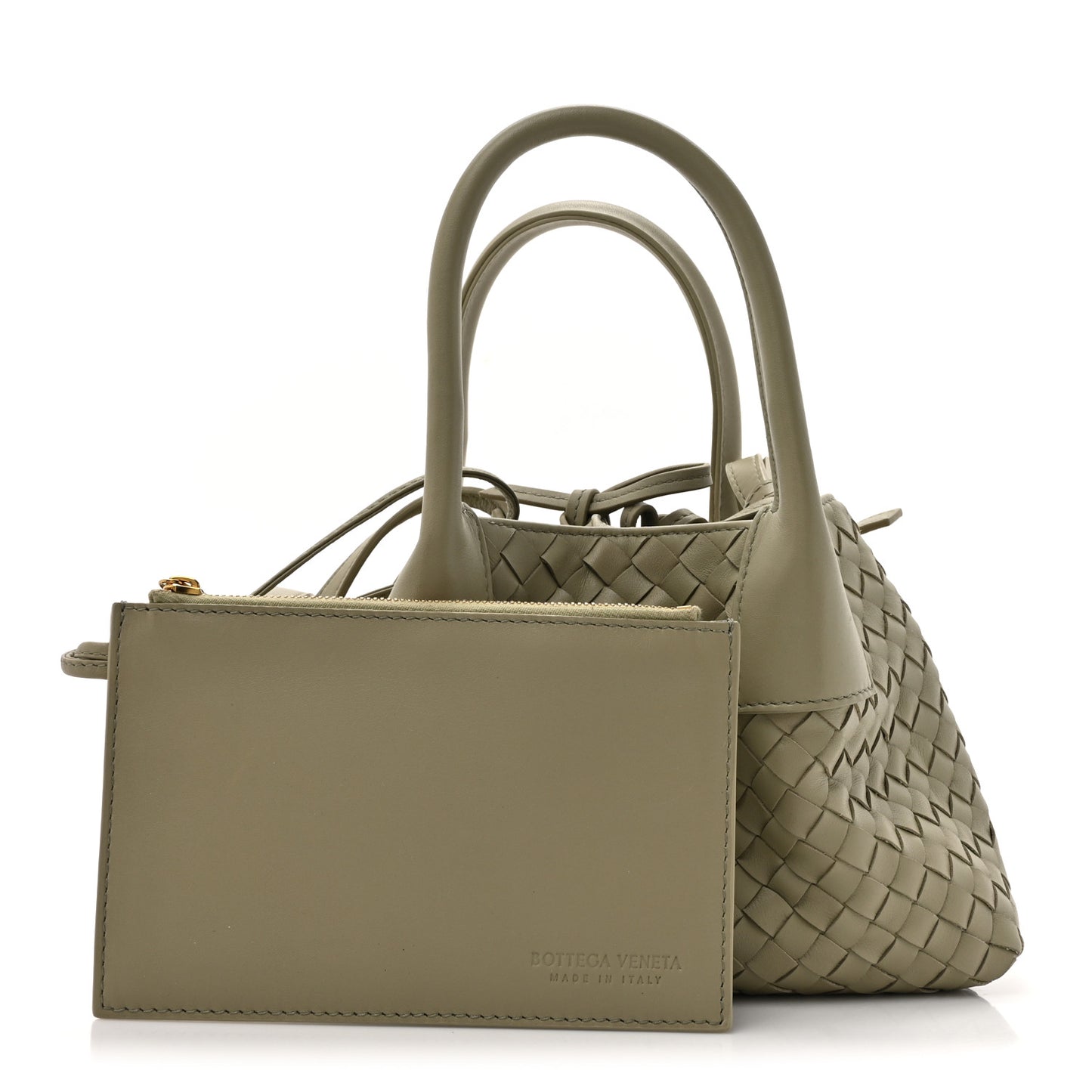 Calfskin Intrecciato Small Pinacoteca Tote Travertine Fondant