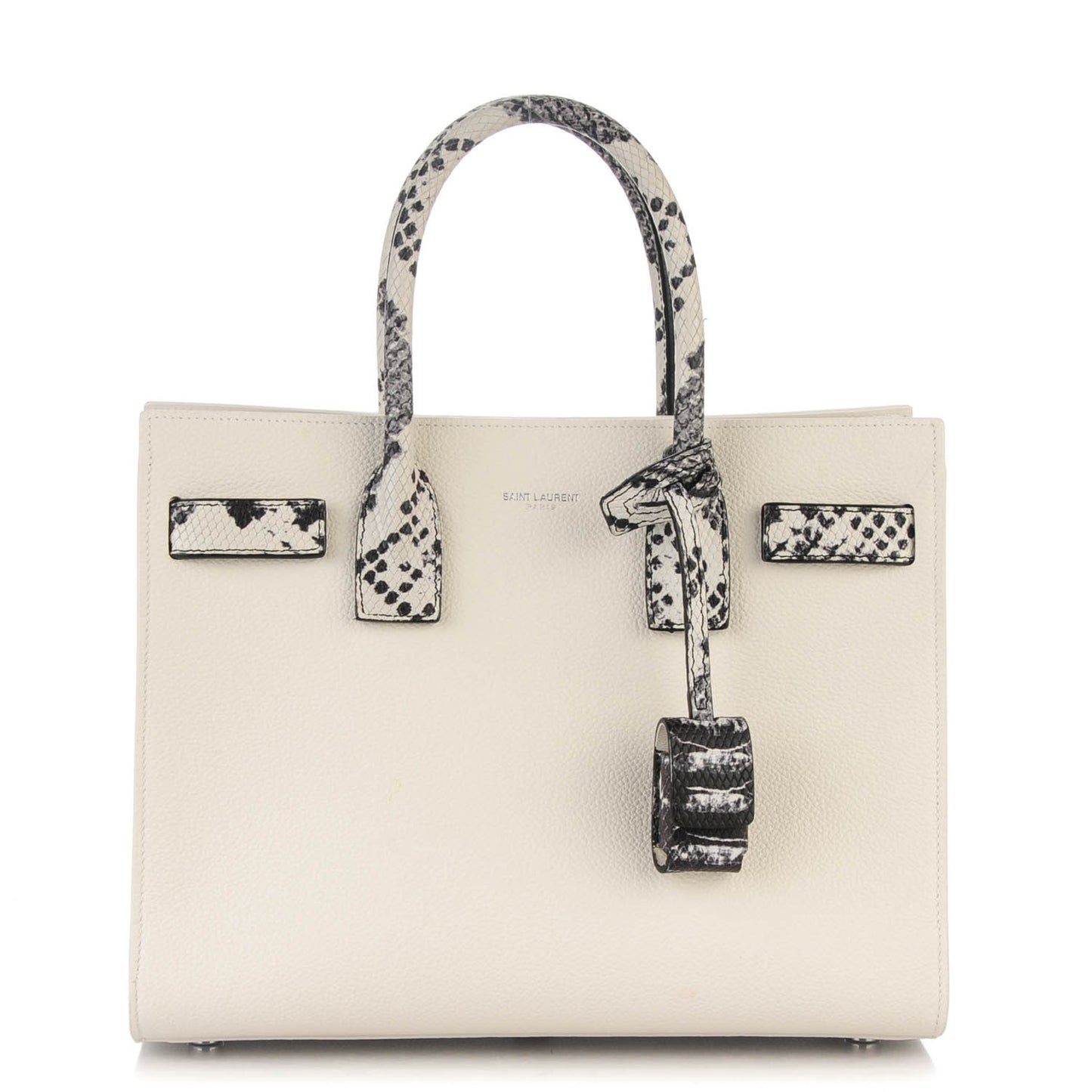 Grained Calfskin Baby Sac De Jour White Black