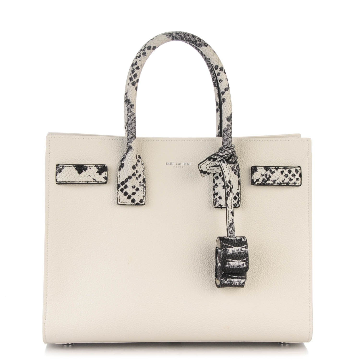 Saint Laurent Grained Calfskin Baby Sac De Jour White Black 1 of 7