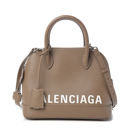 Balenciaga Signature Grained Calfskin Logo S Ville Top Handle Bag Mink Grey White 1 of 9