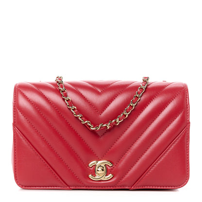 Chanel Calfskin Chevron Quilted Mini Statement Flap Red 1 of 12