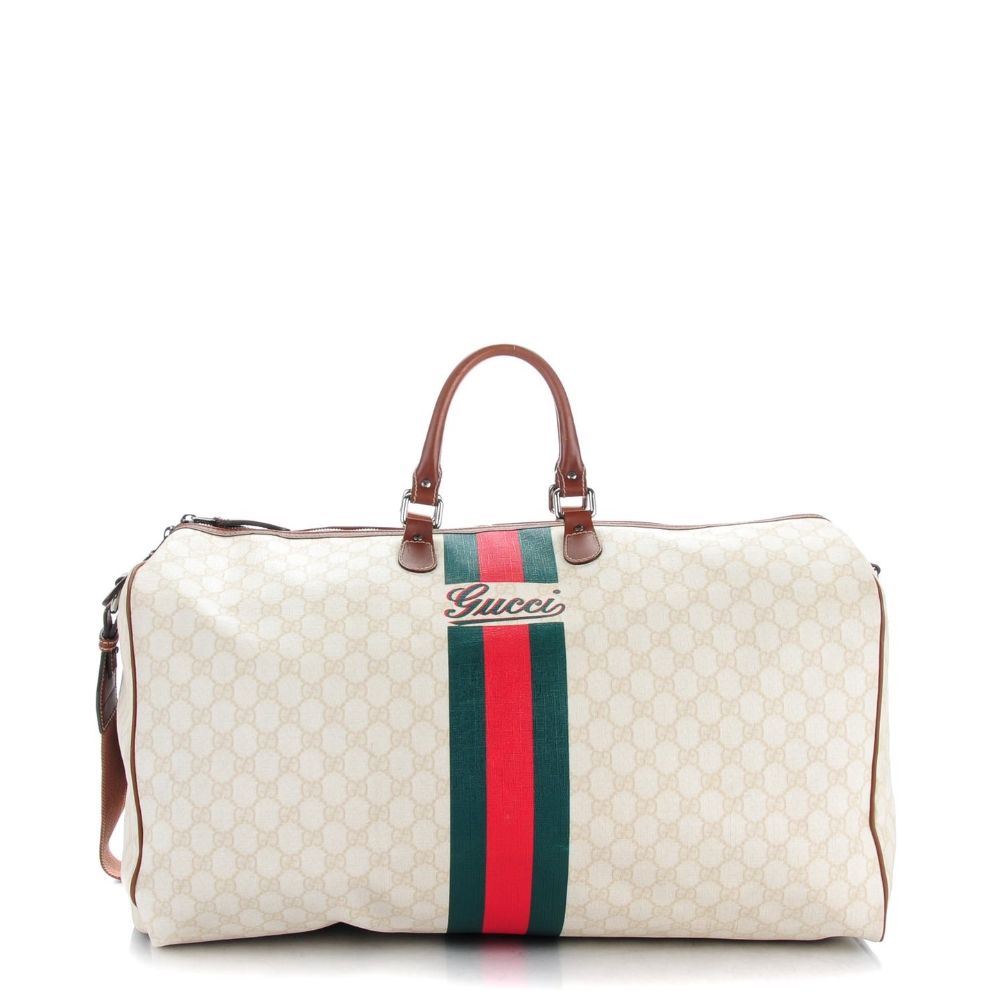 GG Plus Monogram Web Stripe Large Carry On Duffle Tan
