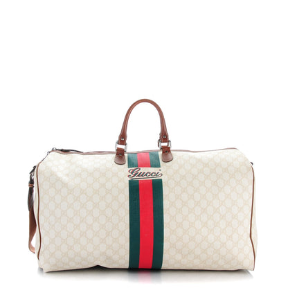Gucci GG Plus Monogram Web Stripe Large Carry On Duffle Tan 1 of 7