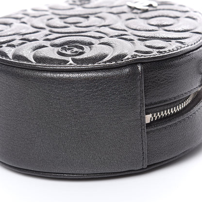 Chanel Goatskin Camellia Quilted Round Clutch With Chain Grey 11 of 12