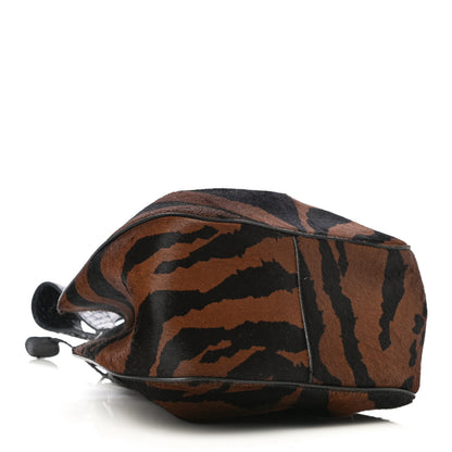 Alaia Calf Hair Bucket Bag Wristlet Brown Black 4 of 10