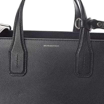 Burberry Grainy Calfskin Vintage Check Medium Banner Tote Black 7 of 9