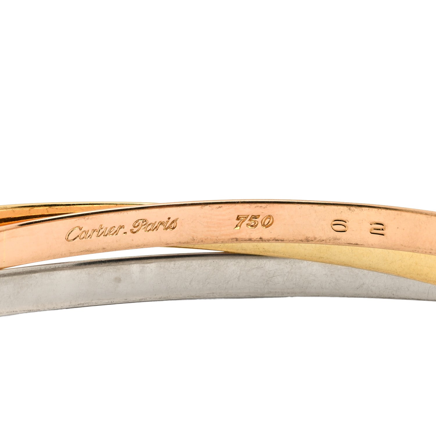 Cartier 18K Pink Yellow White Gold 3.5mm Trinity Bangle Bracelet 62 3 of 3