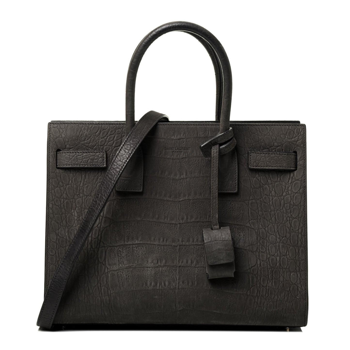 Crocodile Embossed Nubuck Baby Sac De Jour Coal