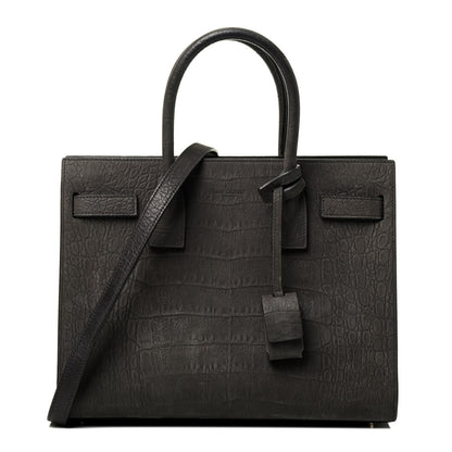 Saint Laurent Crocodile Embossed Nubuck Baby Sac De Jour Coal 1 of 4