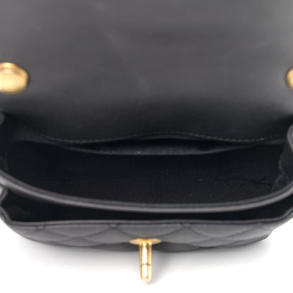Chanel Calfskin Quilted Top Handle Flap Black 5 of 10