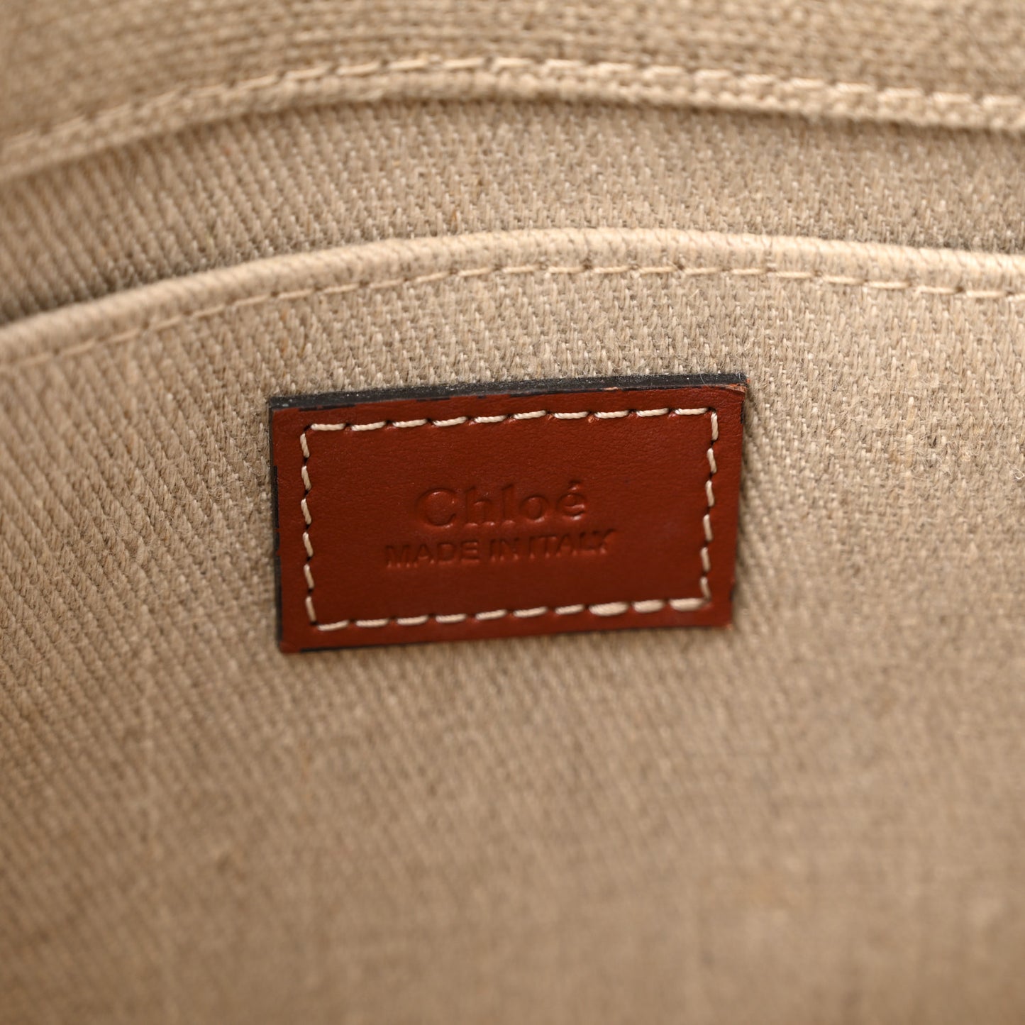 Linen Calfskin Small Woody Ribbon Tote With Strap White Brown
